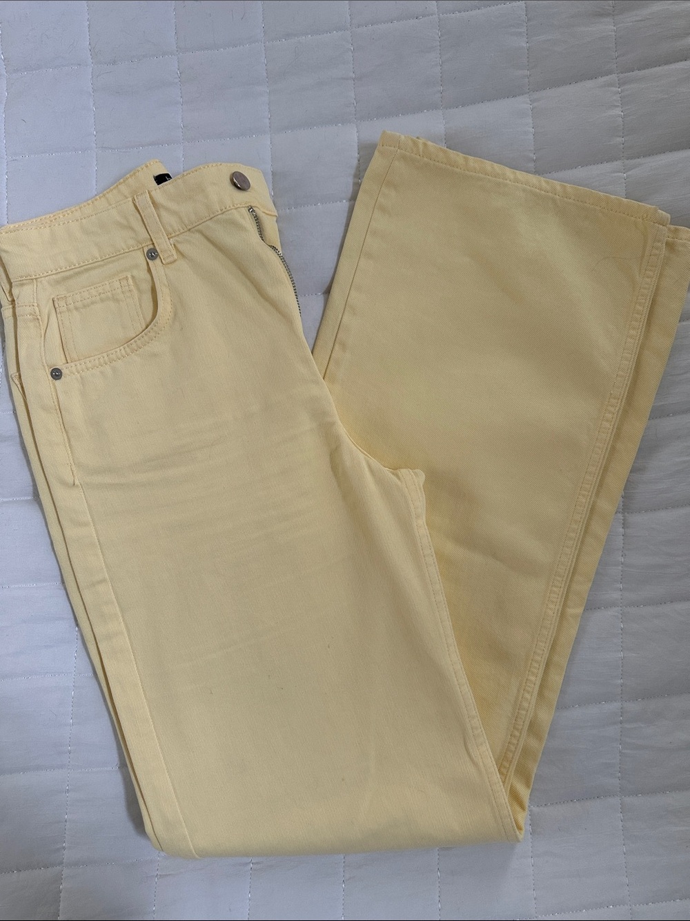 Boohoo Pale Yellow High-Rise Wide Leg Jeans